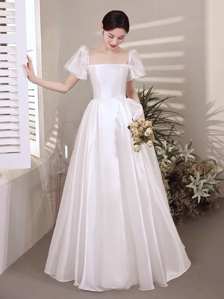 Square neckline wedding dress Beauty Outfits