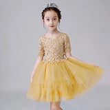Yellow flower girl dress short yellow party dress