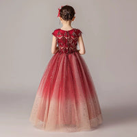 Gradient burgundy sequin prom dress
