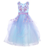 long light blue junior girl embroidery prom dress