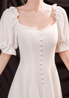 Short wedding dress short sleeve square neckline