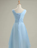 short blue bridesmaid dress customized size halter V neck off the shoulder strapless one shoulder