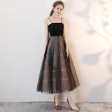 ankle length Black strapless tulle party dress homecoming dress