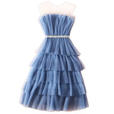 short blue tulle cake dress strapless holiday dress