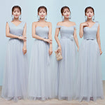 Gray tulle bridesmaid dresses long