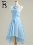 short blue bridesmaid dress customized size halter