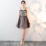 Short Black lace tulle party dress homecoming dress