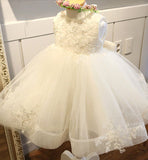 Short white junior girl gown Strapless embroidery