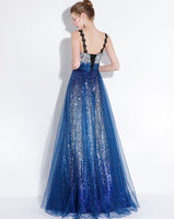 Sequin blue prom dress long bandage bling bling