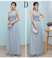 Gray tulle bridesmaid dresses long one shoulder