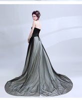Black Tulle Prom dress long off the shoulder bandage embroidery