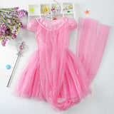 short Aisha junior girl's dress blue pink with trailing tulle cosplay