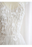 Short Sleeve wedding dress simple embroidery leaf backless