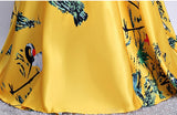 Chinese style prom dress long red yellow black printed boat neck