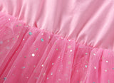 short Aisha junior girl's dress blue pink with trailing tulle cosplay