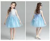Short flower girl dress blue pink white red lace tulle girl gown