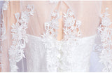 Simple lace white wedding dress bandage with tail embroidery