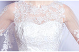 Simple lace white wedding dress bandage with tail embroidery