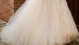 Customized simple champagne wedding dress embroidery floor-length