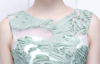 Green prom dress Floor-Length long zipper