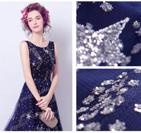 Bling Bling sequin Star party dress blue for girl's birthday perform dress