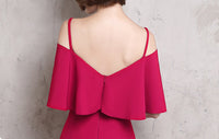 Long fitting dark evening dress slit on the side dark blue burgundy black red