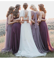 Long Strapless bridesmaid dresses various way of dressing tulle