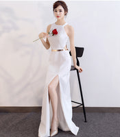 White fitting slit performance dress 