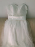 White strapless tulle bridesmaid dress long