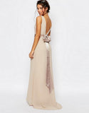 Customized bridesmaid dress long zipper backless