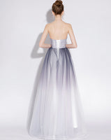 Gradient gray tulle evening dress back