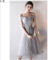 customized Short grey tulle bridesmaid dress