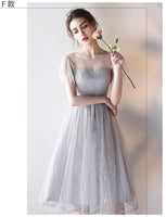 customized Short gray tulle bridesmaid dress 