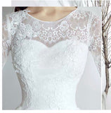 Short sleeve Aline lace wedding dress