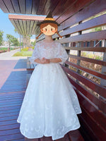 White flower girl dress dress embroidered ball gown