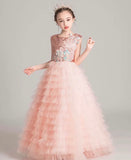 Little girl's pink sequin quinceanera dress