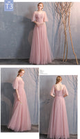 Pink tulle long bridesmaid dresses