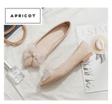 Apricot black blue flat shoes with bow