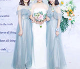 Grey green bridesmaid dresses long