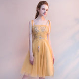 Yellow prom dress short tulle