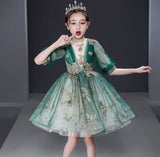 Sparkly green ball gown for little girl