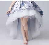 Embroidered high low little girl's ball gown