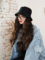 Black hat and long wavy wigs