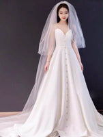 Strapless wedding dress satin