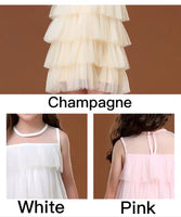 Sleeveless champagne pink black white dress for little girl