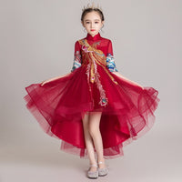 Little girl’s embroidered prom dress high low