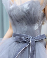 Stunning off the shoulder grey prom dress
