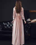 Light pink velvet bridesmaid dresses half sleeve