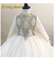 Kid's bling bling champagne golden tailed ball gown