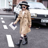 Little girl’s khaki long coat